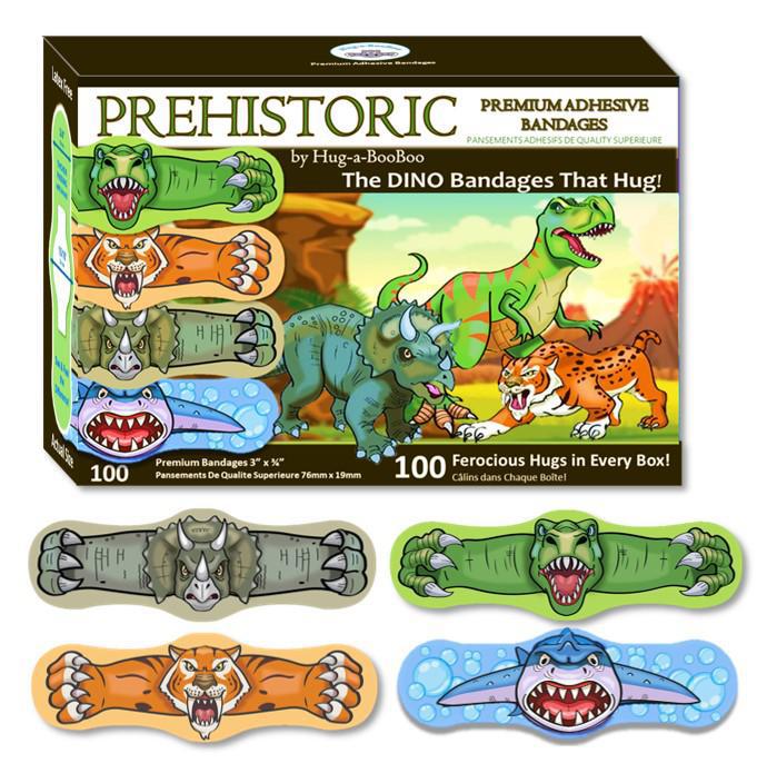 Hug-a-BooBoo Prehistoric "Hugging" Bandages 100ct Box Hug-a-BooBoo Prehistoric "Hugging" Bandages 100ct Box
