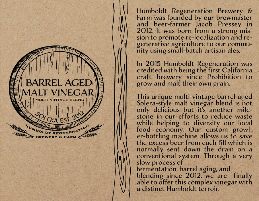 Humboldt Regeneration Barrel Aged Malt Vinegar Humboldt Regeneration Barrel Aged Malt Vinegar