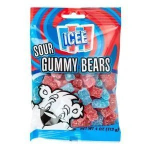 ICEE SOUR GUMMY BEARS 4 OZ PEG BAG ICEE SOUR GUMMY BEARS 4 OZ PEG BAG