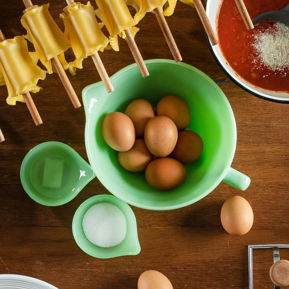 Jadeite Glass Collection™ Round Mixing Bowl With Spout 1.25 QT Jadeite Glass Collection™ Round Mixing Bowl With Spout 1.25 QT