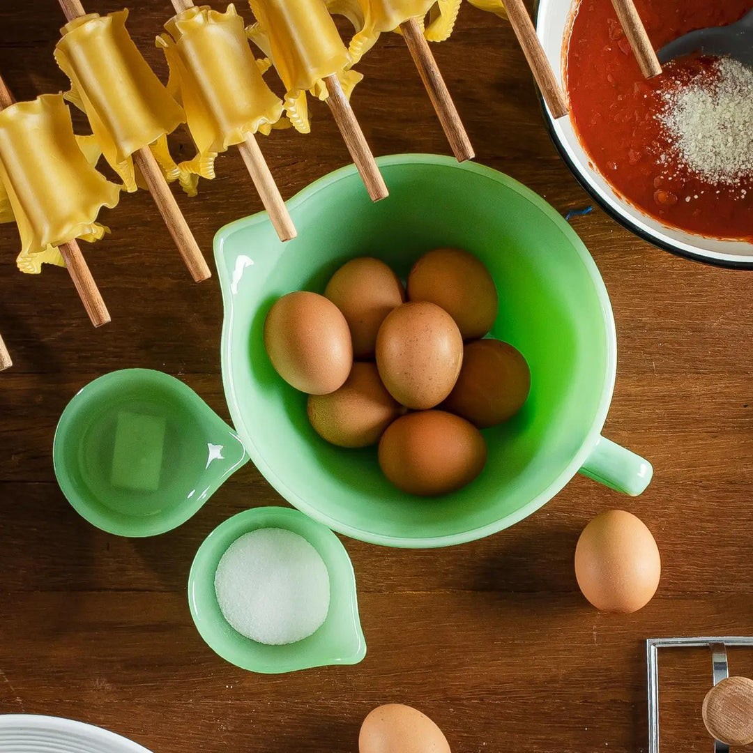 Jadeite Glass Collection™ Round Mixing Bowl With Spout 1.25 QT Jadeite Glass Collection™ Round Mixing Bowl With Spout 1.25 QT
