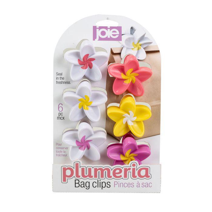 Joie Bag Clips, Plumeria Flower Design -Set of 6 Joie Bag Clips, Plumeria Flower Design -Set of 6
