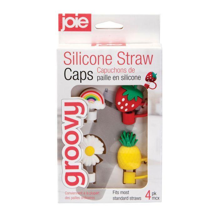 Joie Straw Caps, Fruit Design, Set of 4 Joie Straw Caps, Fruit Design, Set of 4