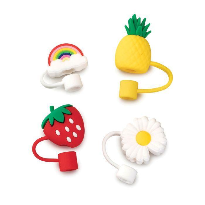 Joie Straw Caps, Fruit Design, Set of 4 Joie Straw Caps, Fruit Design, Set of 4