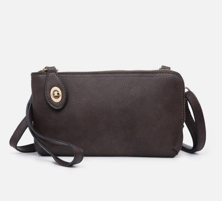 Kendall Crossbody Wristlet with Twist Lock Closure | Coffee