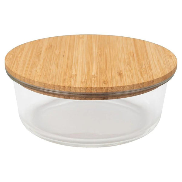 Round Glass Container with Bamboo Lid Large