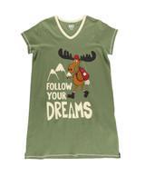 Lazy One Follow Your Dreams Moose Women's V-neck Nightshirt Lazy One Follow Your Dreams Moose Women's V-neck Nightshirt