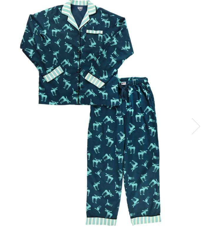 Lazy One Funky Moose Button-down Pajama Set Lazy One Funky Moose Button-down Pajama Set