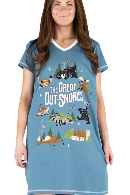 Lazy One Great Out Snores Vneck Nightshirt Lazy One Great Out Snores Vneck Nightshirt
