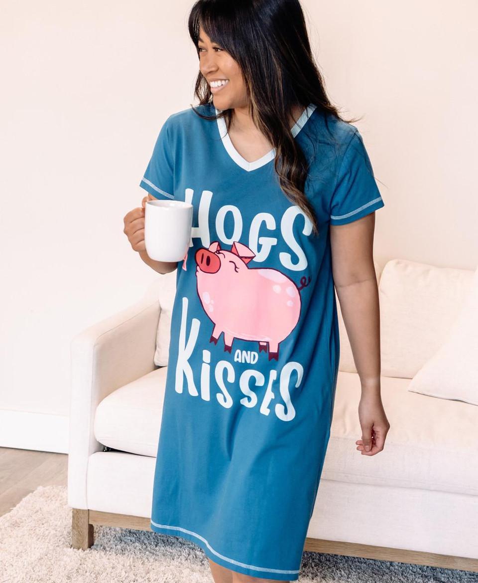 Lazy One Hogs & Kisses Blue Nightshirt Lazy One Hogs & Kisses Blue Nightshirt