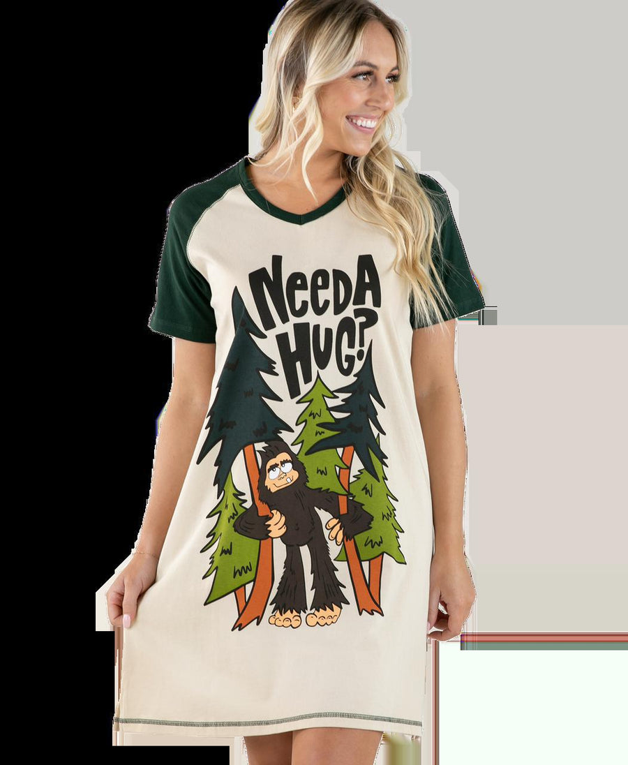 Lazy One Need a Hug Bigfoot Women's V-Neck Nightshirt Lazy One Need a Hug Bigfoot Women's V-Neck Nightshirt