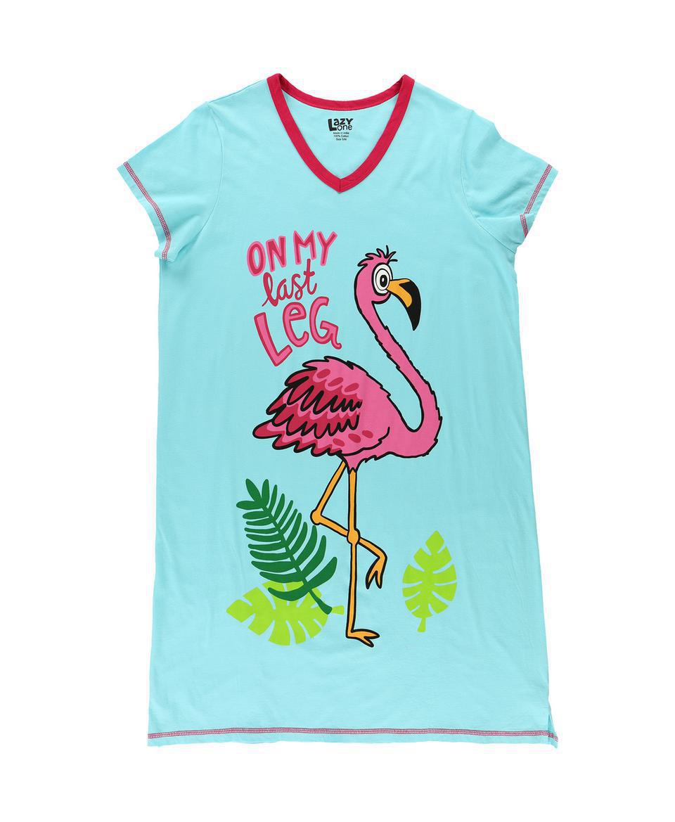 Lazy One On My Last Leg Women's Flamingo V-Neck Nightshirt Lazy One On My Last Leg Women's Flamingo V-Neck Nightshirt