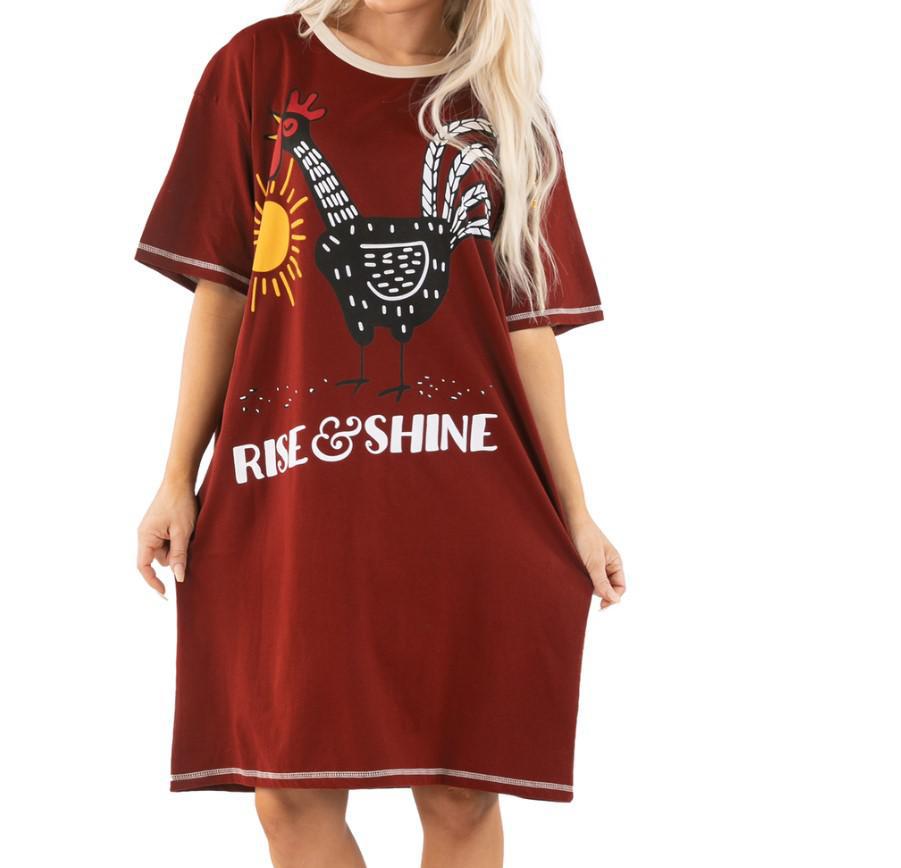 Lazy One Women's Nightshirt | Chicken Rise & Shine Lazy One Women's Nightshirt | Chicken Rise & Shine