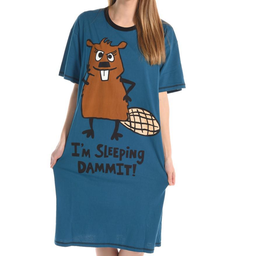 Lazy One Women's Nightshirt | Sleeping Dammit Beaver Lazy One Women's Nightshirt | Sleeping Dammit Beaver