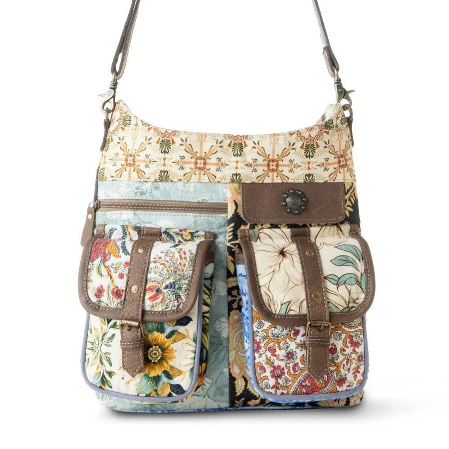 Le Fleur Bel Cowgirl Shoulder Bag for Women in yellow floral with leather and Concho details Le Fleur Bel Cowgirl Shoulder Bag for Women in yellow floral with leather and Concho details