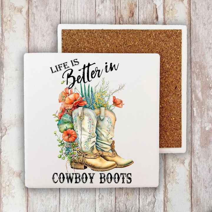 Decorative Stone Coaster Life Is Better in Cowboy Boots