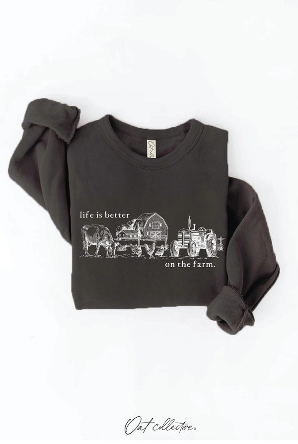 Life is Better on the Farm Fleece Pullover | Black Life is Better on the Farm Fleece Pullover | Black