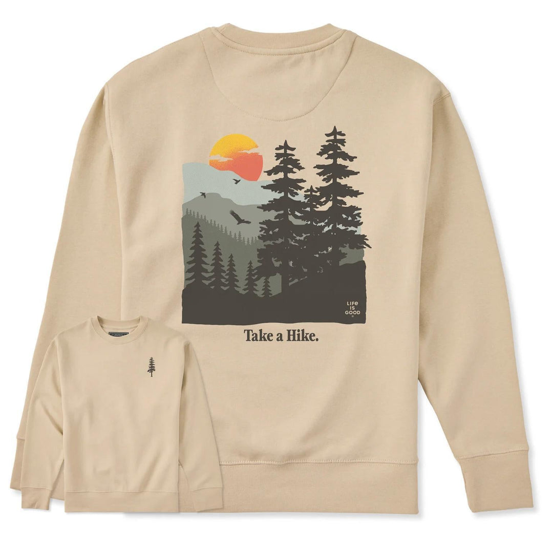 Life is Good Adult Unisex Take a Hike Mountains Every Wear Crew Sweatshirt Life is Good Adult Unisex Take a Hike Mountains Every Wear Crew Sweatshirt