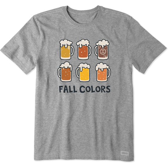 Life is Good Men's Crusher T-Shirt | Fall Colors Beer in Moss Green