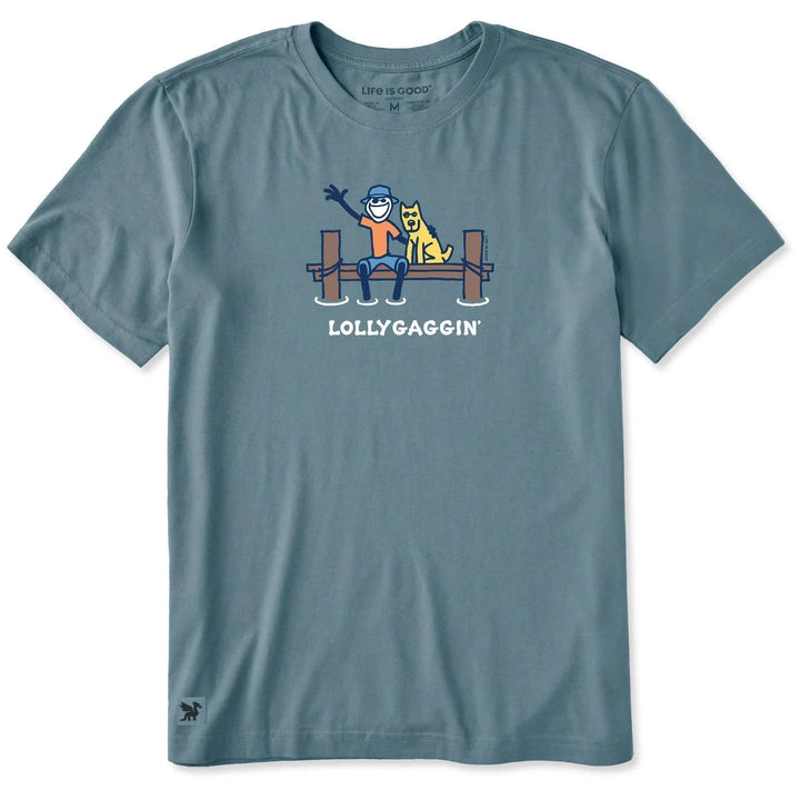 Life is Good Men's Lollygaggin' Jake & Rocket Dock Short Sleeve Crusher Tee Life is Good Men's Lollygaggin' Jake & Rocket Dock Short Sleeve Crusher Tee