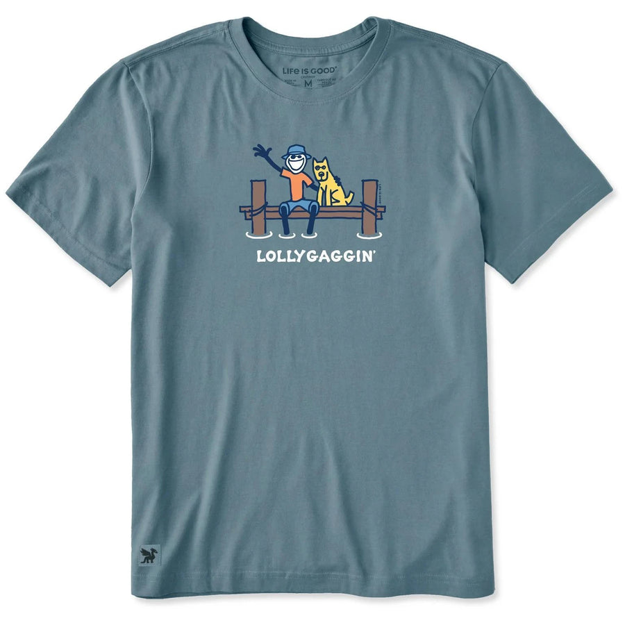 Life is Good Men's Lollygaggin' Jake & Rocket Dock Short Sleeve Crusher Tee Life is Good Men's Lollygaggin' Jake & Rocket Dock Short Sleeve Crusher Tee