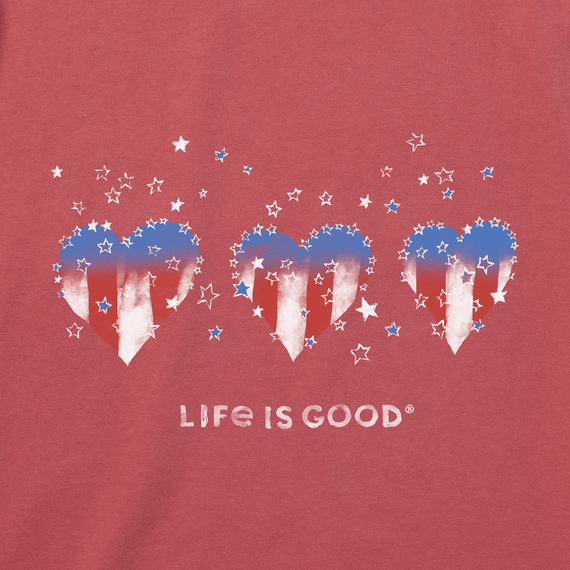 Life is Good Women's Americana Hearts Stars and Stripes Crusher Vee Life is Good Women's Americana Hearts Stars and Stripes Crusher Vee