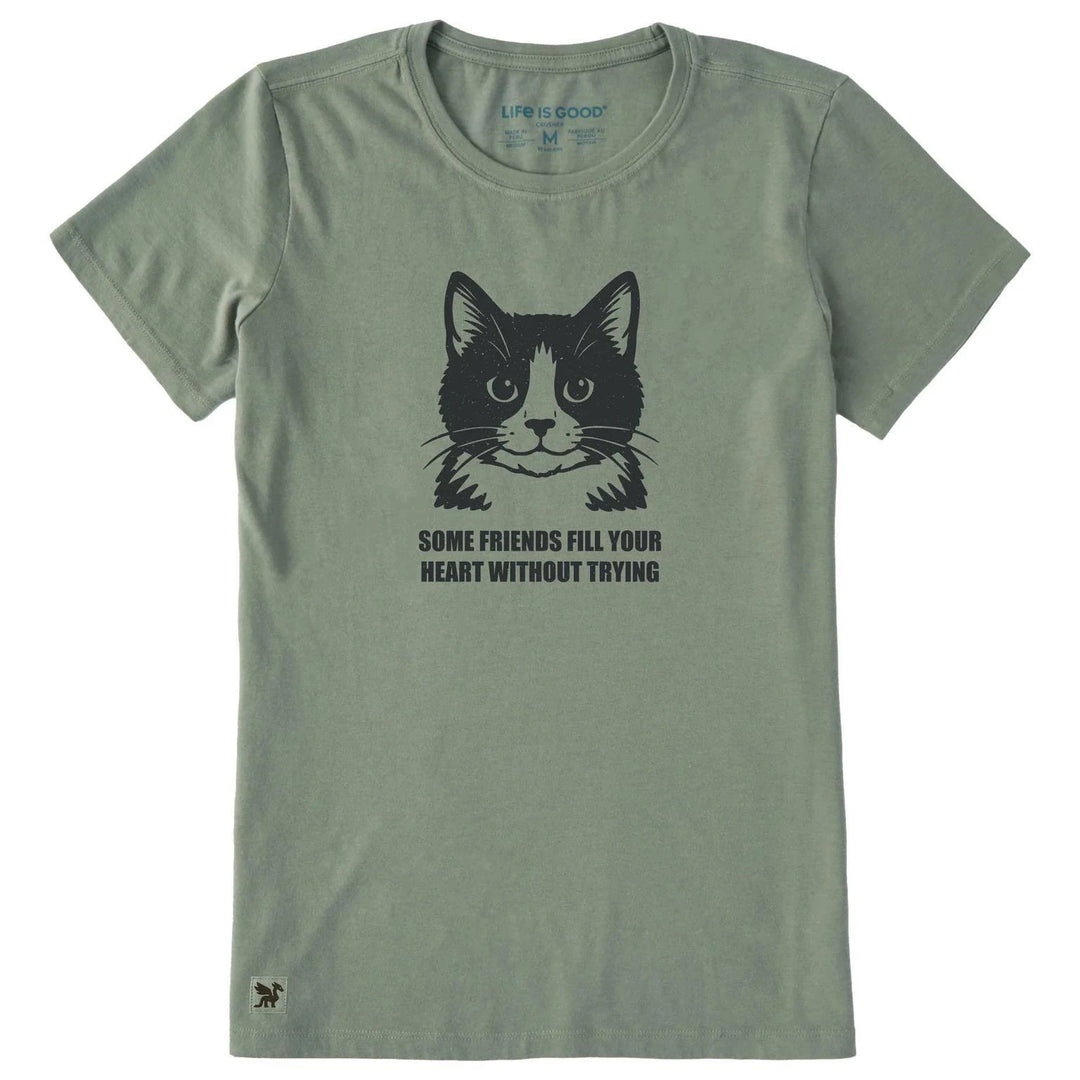 Life is Good Women's Bert's Fill Your Heart Tuxedo Cat Short Sleeve Tee Life is Good Women's Bert's Fill Your Heart Tuxedo Cat Short Sleeve Tee
