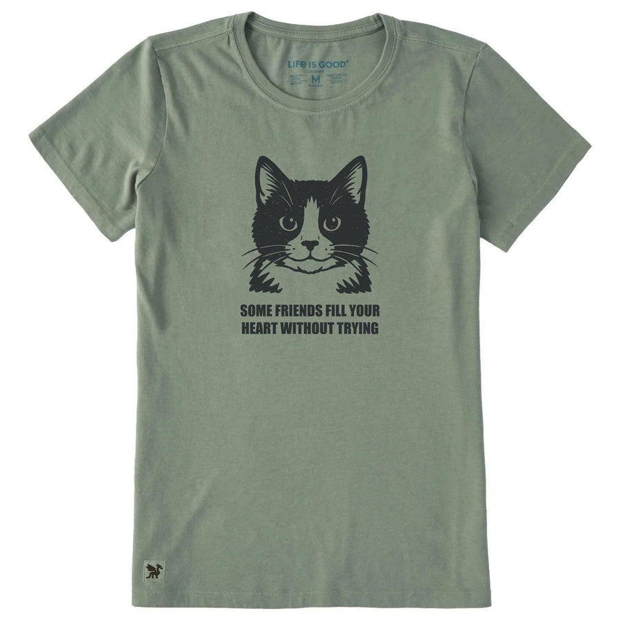 Life is Good Women's Bert's Fill Your Heart Tuxedo Cat Short Sleeve Tee Life is Good Women's Bert's Fill Your Heart Tuxedo Cat Short Sleeve Tee