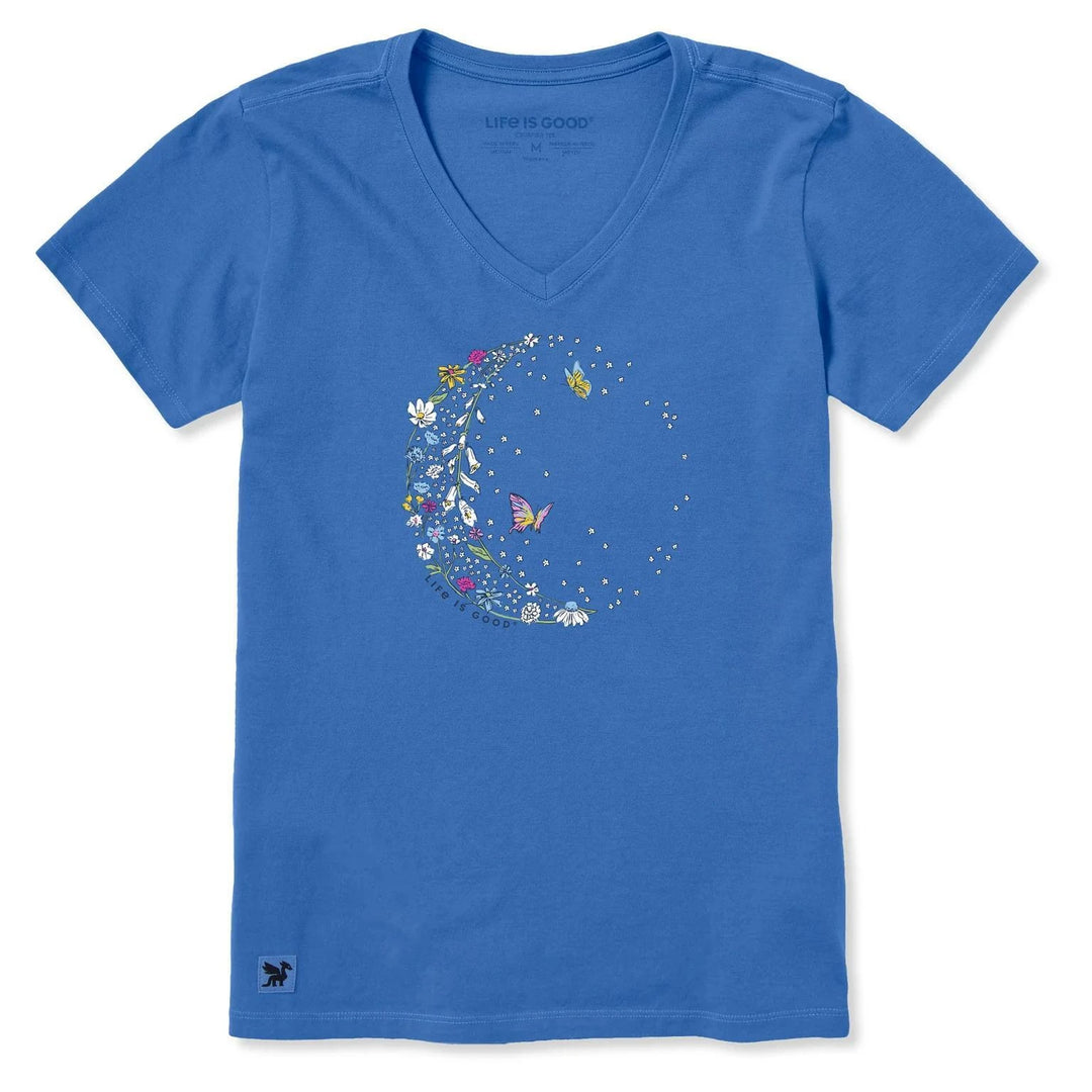 Life is Good Women's Blooming Wildflower Crescent Short Sleeve Crusher Vee Life is Good Women's Blooming Wildflower Crescent Short Sleeve Crusher Vee