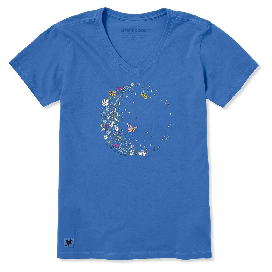 Life is Good Women's Blooming Wildflower Crescent Short Sleeve Crusher Vee Life is Good Women's Blooming Wildflower Crescent Short Sleeve Crusher Vee
