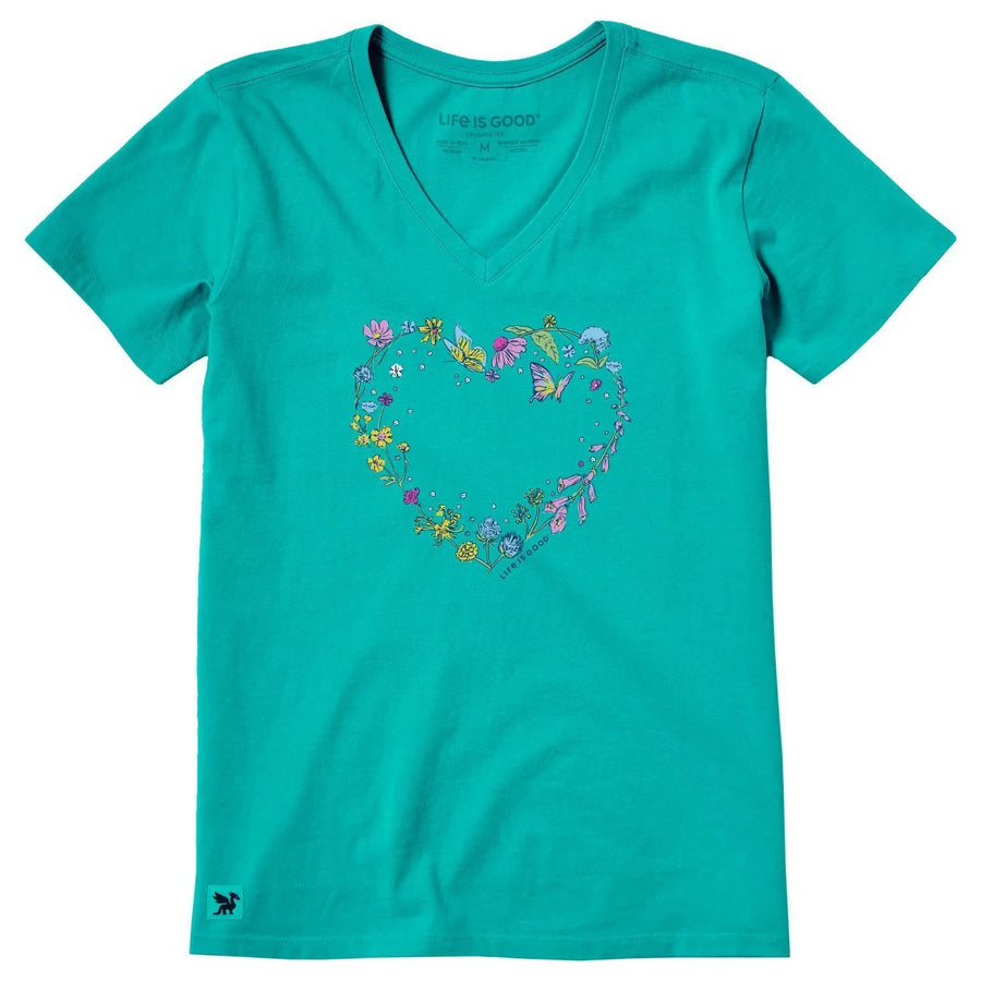 Life is Good Women's Blooming Wildflower Heart Short Sleeve Crusher Vee Life is Good Women's Blooming Wildflower Heart Short Sleeve Crusher Vee