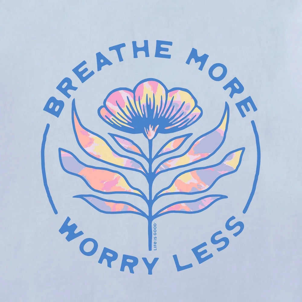 Life is Good Women's Breathe More Worry Less Floral Tie Dye Long Sleeve Crusher-LITE Hooded Tee Life is Good Women's Breathe More Worry Less Floral Tie Dye Long Sleeve Crusher-LITE Hooded Tee