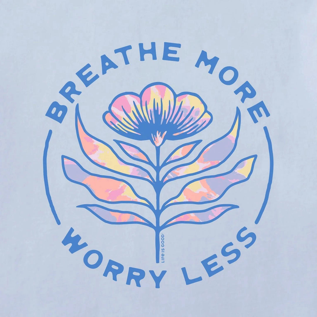 Life is Good Women's Breathe More Worry Less Floral Tie Dye Long Sleeve Crusher-LITE Hooded Tee Life is Good Women's Breathe More Worry Less Floral Tie Dye Long Sleeve Crusher-LITE Hooded Tee