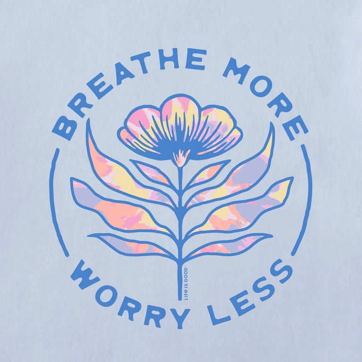 Life is Good Women's Breathe More Worry Less Floral Tie Dye Long Sleeve Crusher-LITE Hooded Tee Life is Good Women's Breathe More Worry Less Floral Tie Dye Long Sleeve Crusher-LITE Hooded Tee