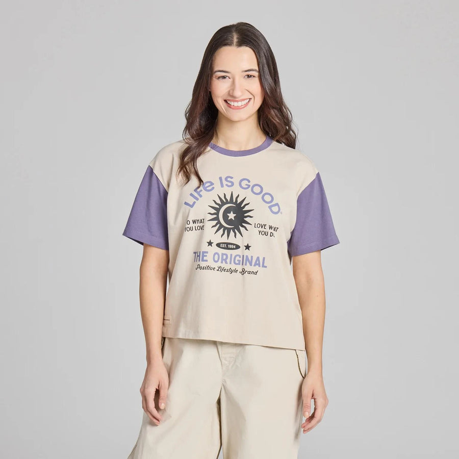 Life is Good Women's Celestial Original Short Sleeve Crusher Boxy Tee Life is Good Women's Celestial Original Short Sleeve Crusher Boxy Tee