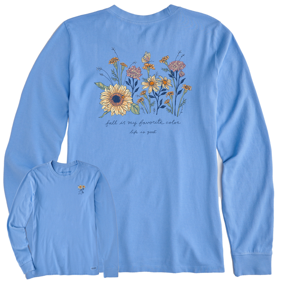 Life is Good Women's Crusher Boxy Long Sleeve T-Shirt | Fall Favorite Color Flowers