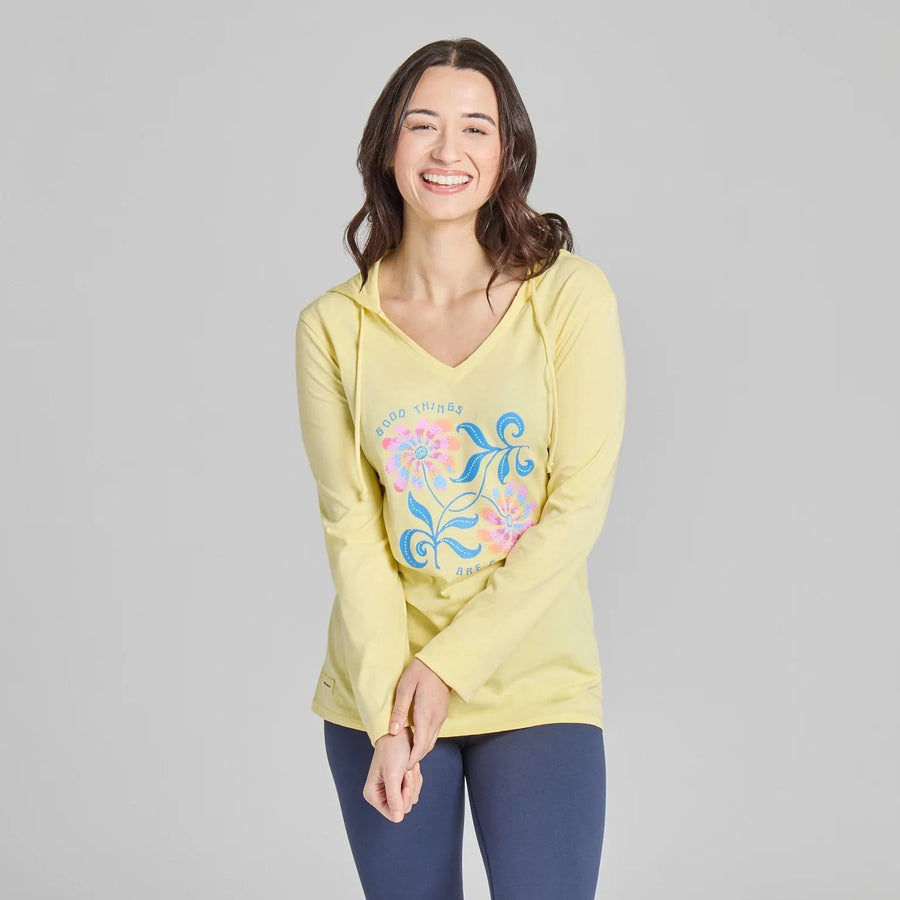 Life is Good Women's Good Things Flower Tie Dye Long Sleeve Crusher-LITE Hooded Tee Life is Good Women's Good Things Flower Tie Dye Long Sleeve Crusher-LITE Hooded Tee