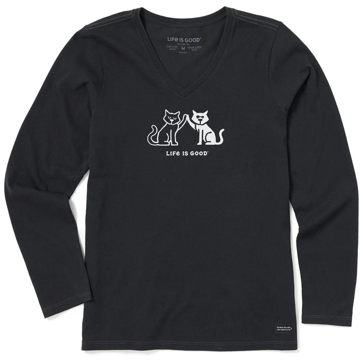 Life is Good Women's High Five Cats Long Sleeve Crusher-LITE Vee Life is Good Women's High Five Cats Long Sleeve Crusher-LITE Vee