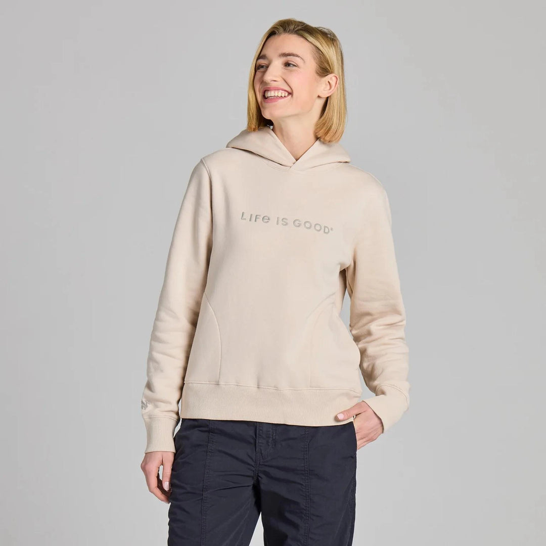 Life is Good Women's Life is Good Crafty Wordmark Good Vibes Hoodie in Birch White Life is Good Women's Life is Good Crafty Wordmark Good Vibes Hoodie in Birch White