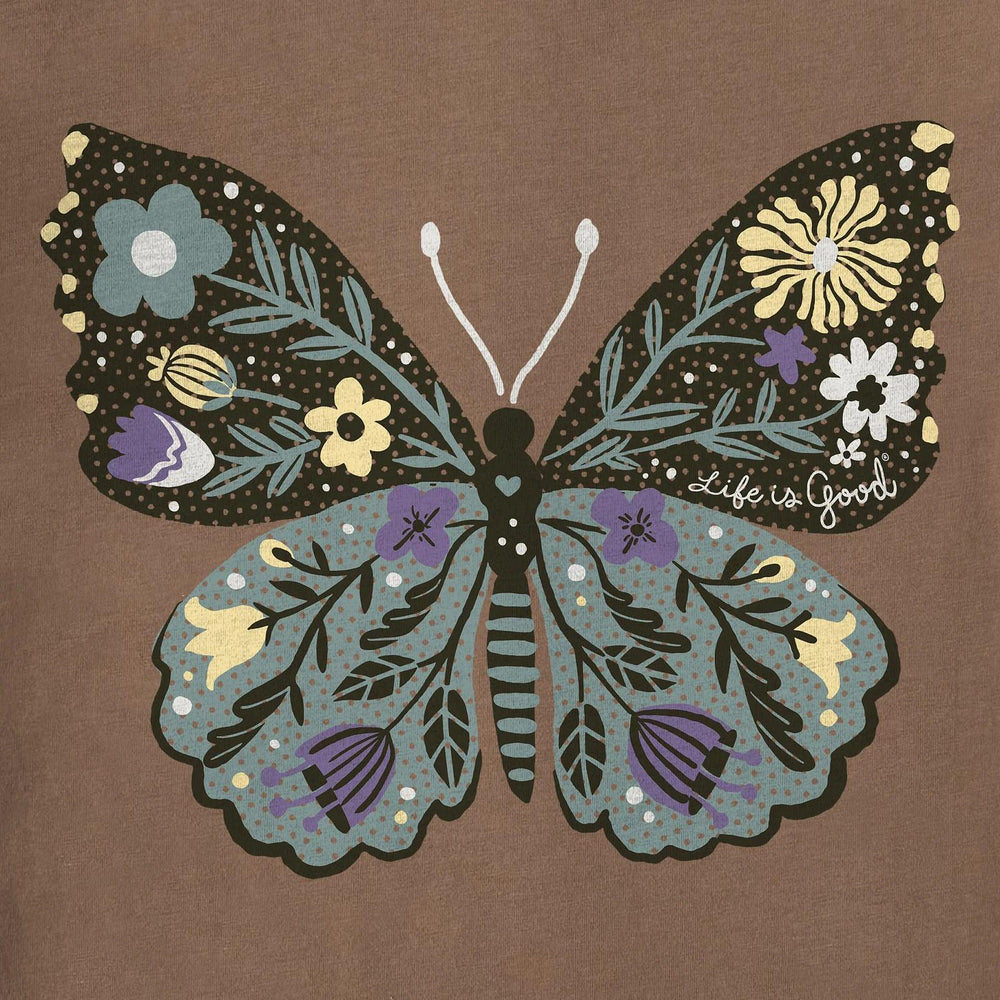 Life is Good Women's Life is Good Floral Butterfly Short Sleeve Vee Life is Good Women's Life is Good Floral Butterfly Short Sleeve Vee