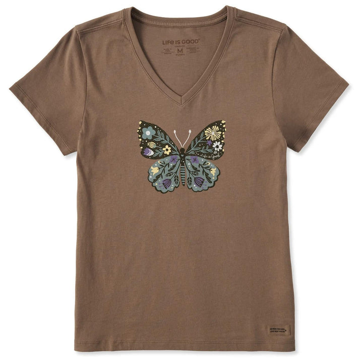 Life is Good Women's Life is Good Floral Butterfly Short Sleeve Vee Life is Good Women's Life is Good Floral Butterfly Short Sleeve Vee