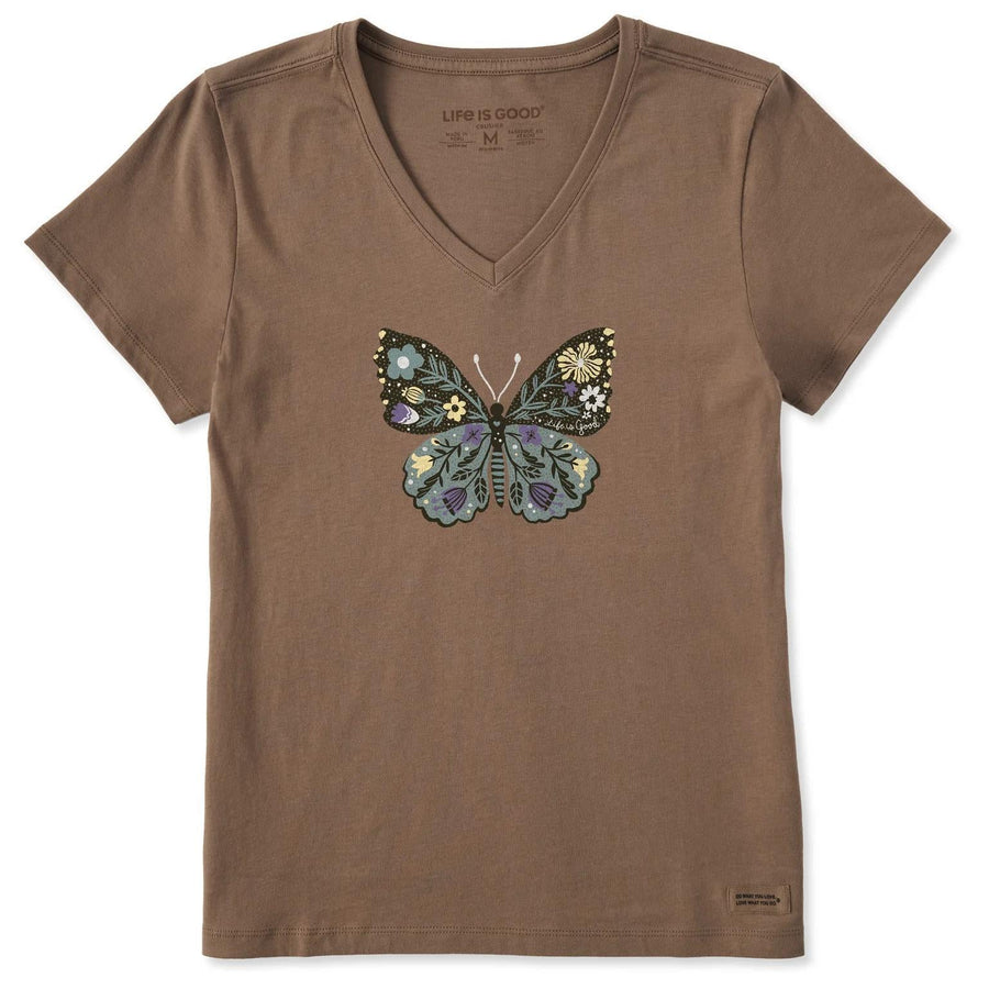 Life is Good Women's Life is Good Floral Butterfly Short Sleeve Vee Life is Good Women's Life is Good Floral Butterfly Short Sleeve Vee