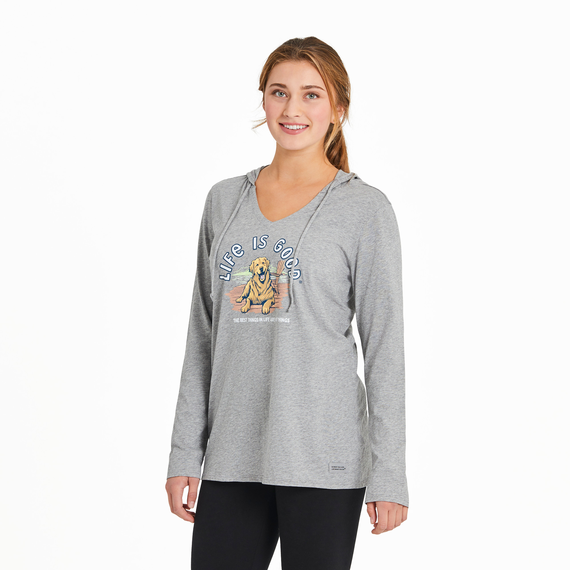 Life is Good Women's Long Sleeve Crusher-LITE Hooded Tee Best Things Golden Dock Life is Good Women's Long Sleeve Crusher-LITE Hooded Tee Best Things Golden Dock