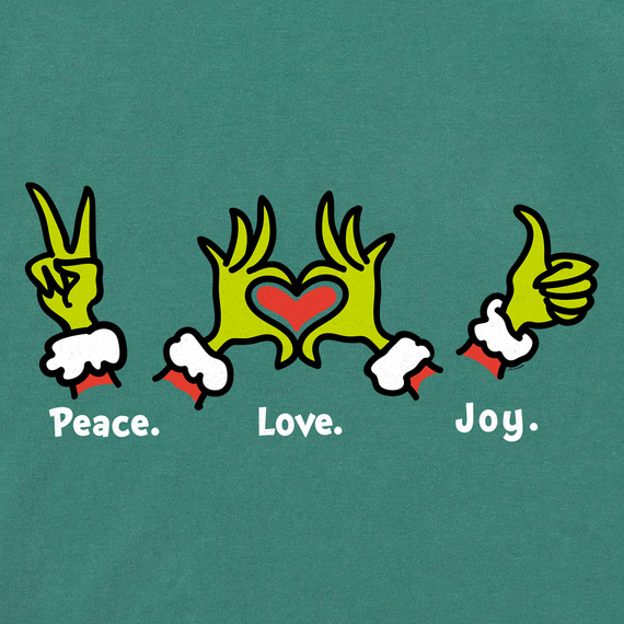 Life is Good Women's Peace Love Joy Grinch Long Sleeve Crusher Life is Good Women's Peace Love Joy Grinch Long Sleeve Crusher