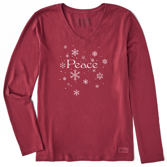 Life is Good Women's Peace Snowflakes Long Sleeve Crusher Life is Good Women's Peace Snowflakes Long Sleeve Crusher