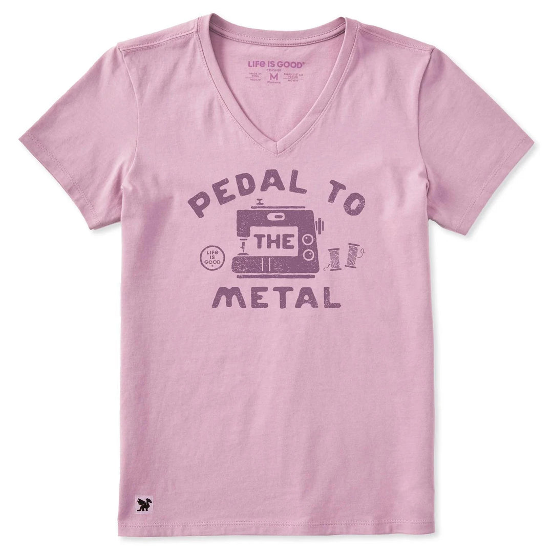 Life is Good Women's Pedal to the Metal Sewing Machine Short Sleeve Crusher Vee Life is Good Women's Pedal to the Metal Sewing Machine Short Sleeve Crusher Vee