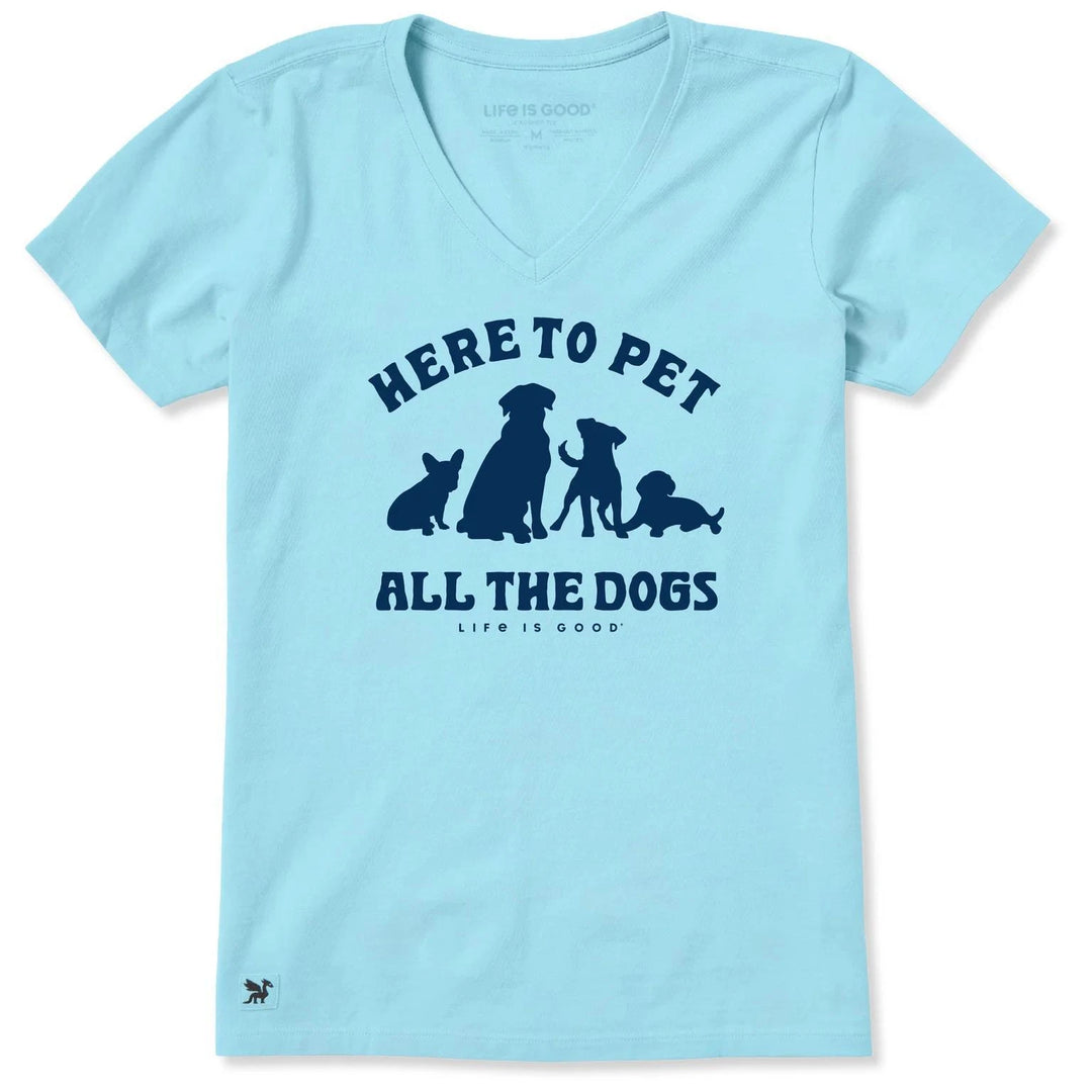 Life is Good Women's Pet All the Dogs Short Sleeve Vee Life is Good Women's Pet All the Dogs Short Sleeve Vee