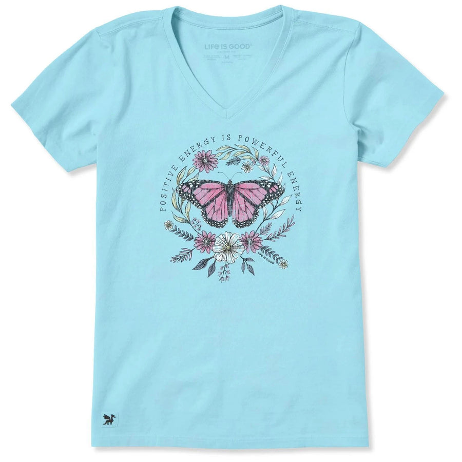 Life is Good Women's Positive Powerful Energy Butterfly Short Sleeve Crusher Vee Life is Good Women's Positive Powerful Energy Butterfly Short Sleeve Crusher Vee