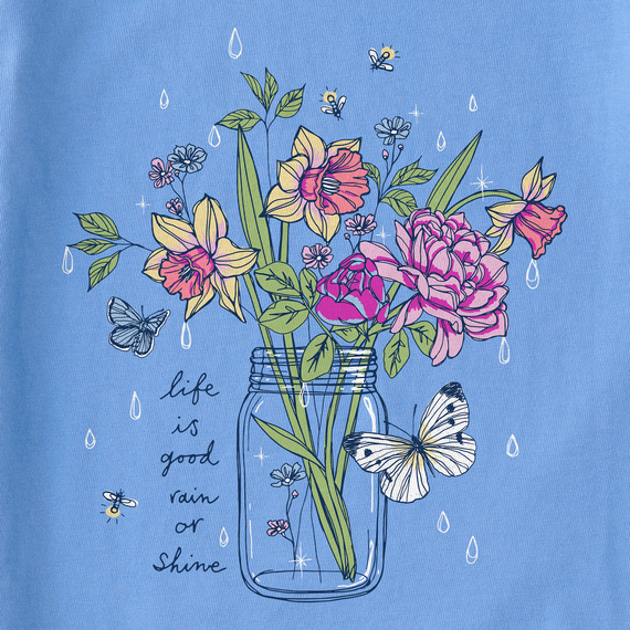 Life is Good Women's Rain or Shine Jar Flowers Short Sleeve Tee Life is Good Women's Rain or Shine Jar Flowers Short Sleeve Tee