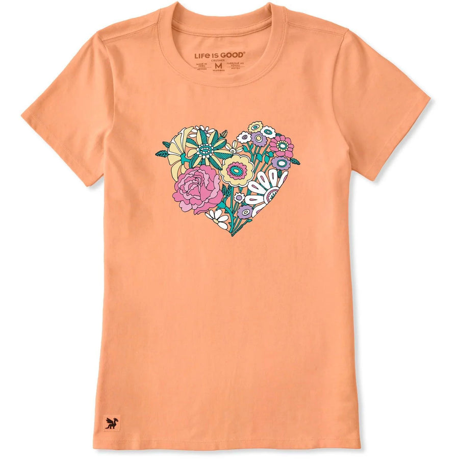 Life is Good Women's Retro Flower Heart Short Sleeve Crusher Vee Life is Good Women's Retro Flower Heart Short Sleeve Crusher Vee